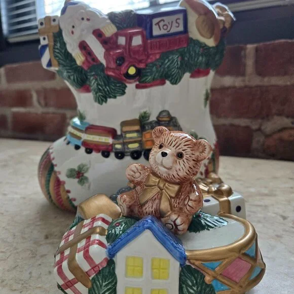Vintage Fitz and Floyd Toyland Santa Cookie Jar - Picture 1 of 10